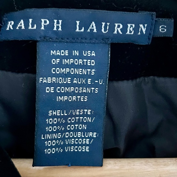 Ralph Lauren Black Velvet Victorian Peplum Jacket Sz 6 Rare Gothic Tailored - Picture 4 of 4